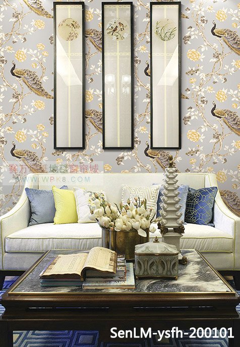 森林木凤凰系列中式壁纸，背景墙，适合很多地方使用适合家装背景墙，客厅